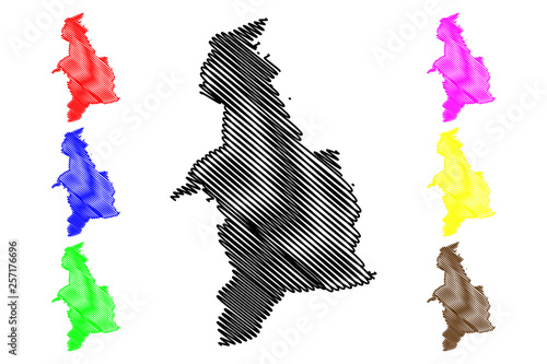 Denbighshire (United Kingdom, Wales, Cymru, Principal areas of Wales) map vector illustration, scribble sketch Denbighshire map photo