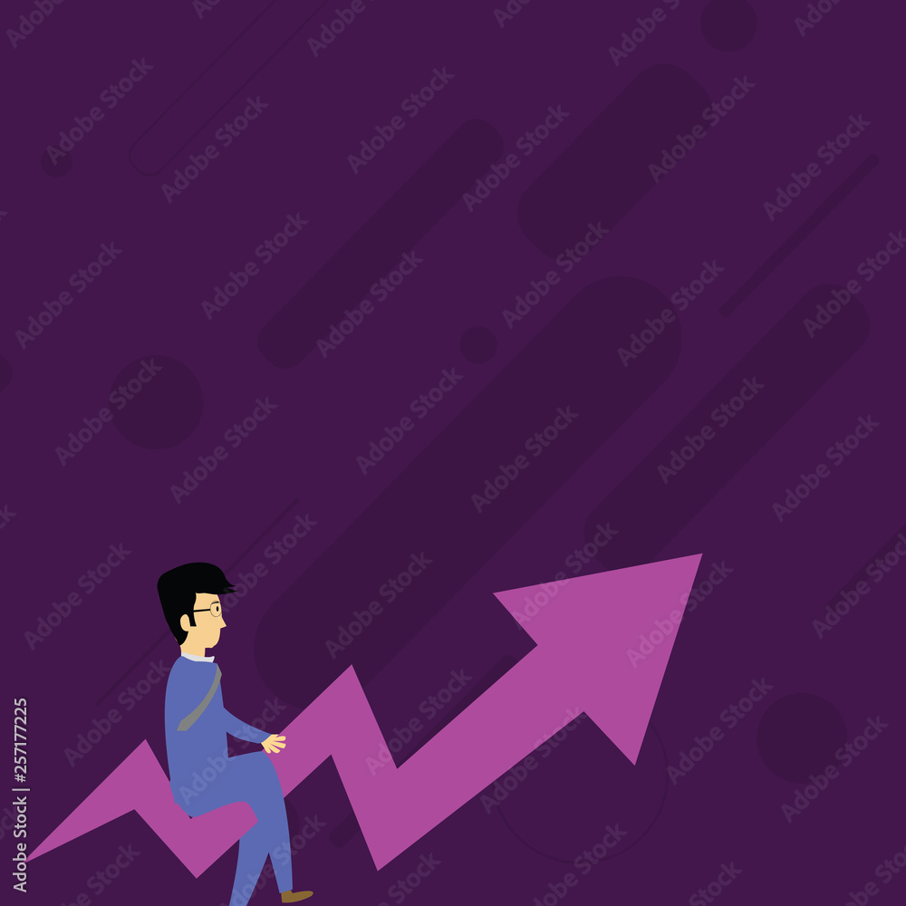 Businessman with Eyeglasses Riding Crooked Color Arrow Pointing Going Up Design business concept Empty template copy space text for Ad website isolated Businessman with Eyeglasses Riding Crooked Color Arrow Pointing Going Up Design business concept Empty template copy space text for Ad website isolated
