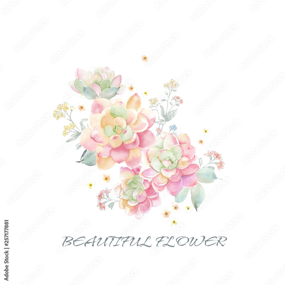 Flowers watercolor illustration,Floral pattern for wallpaper or fabric,