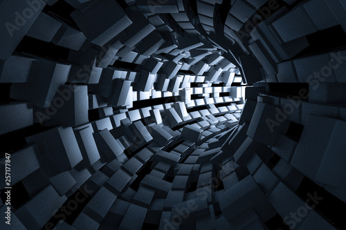 3d rendering  dark science-fiction tunnel  dark background