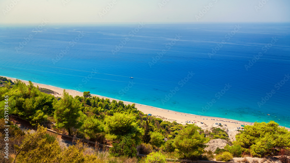 Gialos beach on the west coast of Lefkada island in Greece