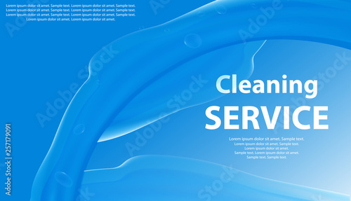 Cleaning or Laundry Services blue background with a splash of water. Banner or poster for cleanliness. Vector