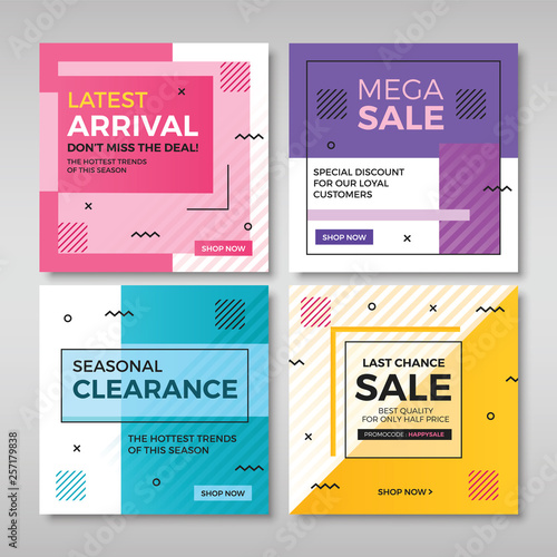 Set of modern promotion square banners Vol.4