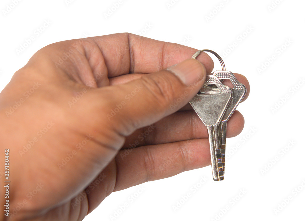 Key in Hand on white background with clipping path
