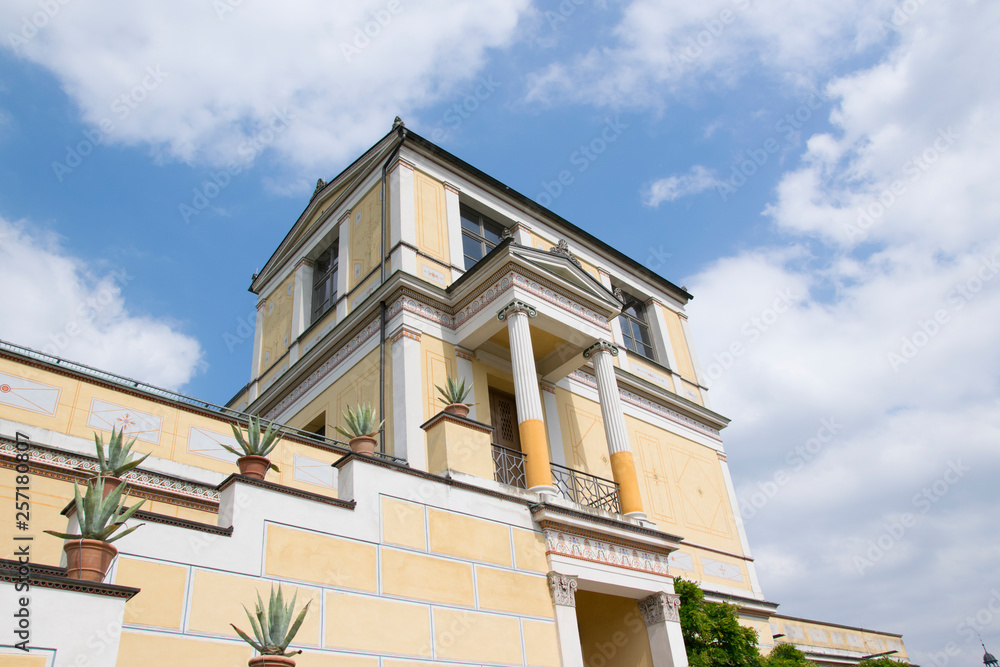 Fototapeta premium house with roof Pompejanum Aschaffenbrug Germany