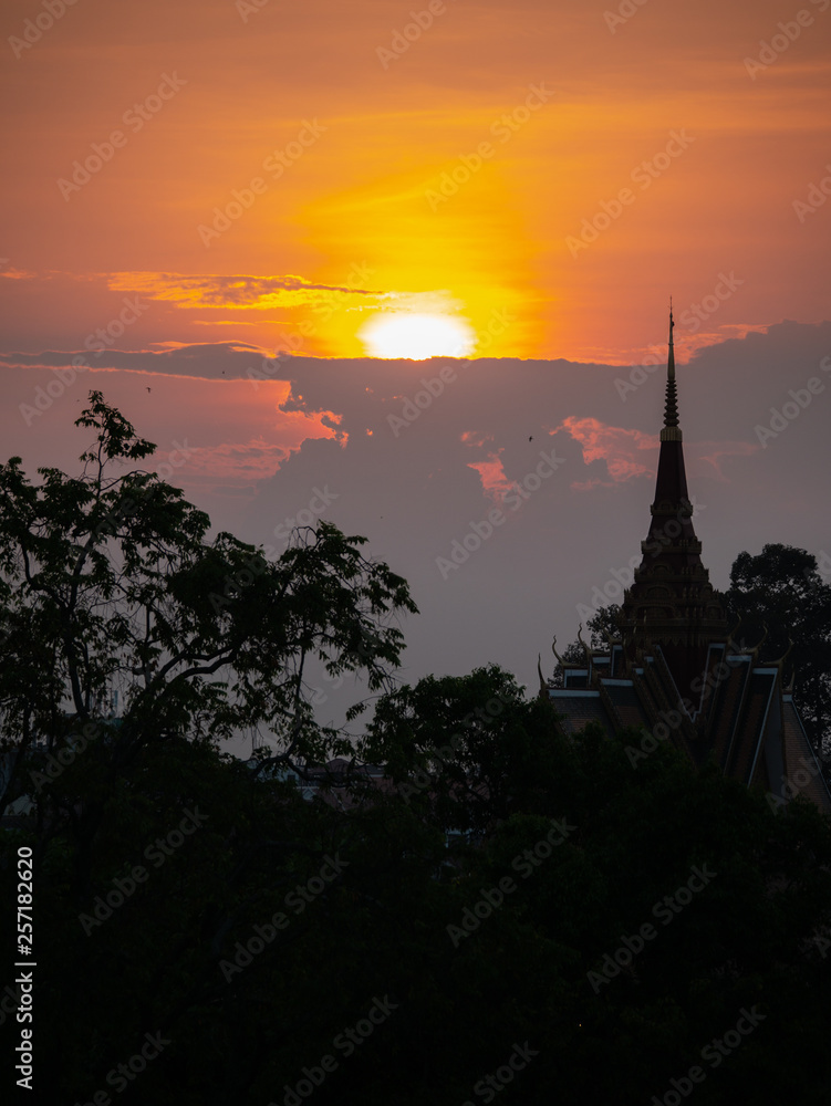 Cambodian Temple during Sunset
