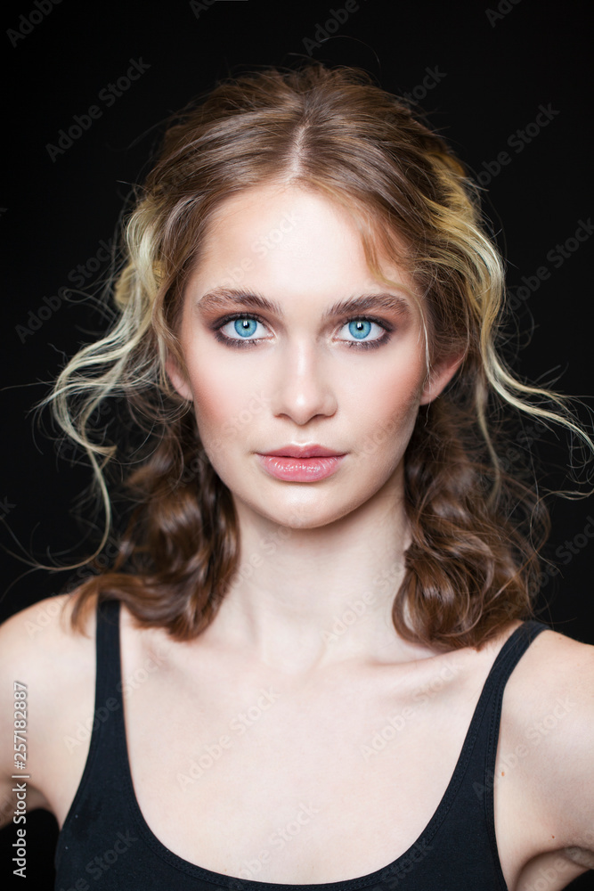 Make up beauty. Close up beautiful blonde fashion young woman Make up beauty. Close up beautiful blonde fashion young woman