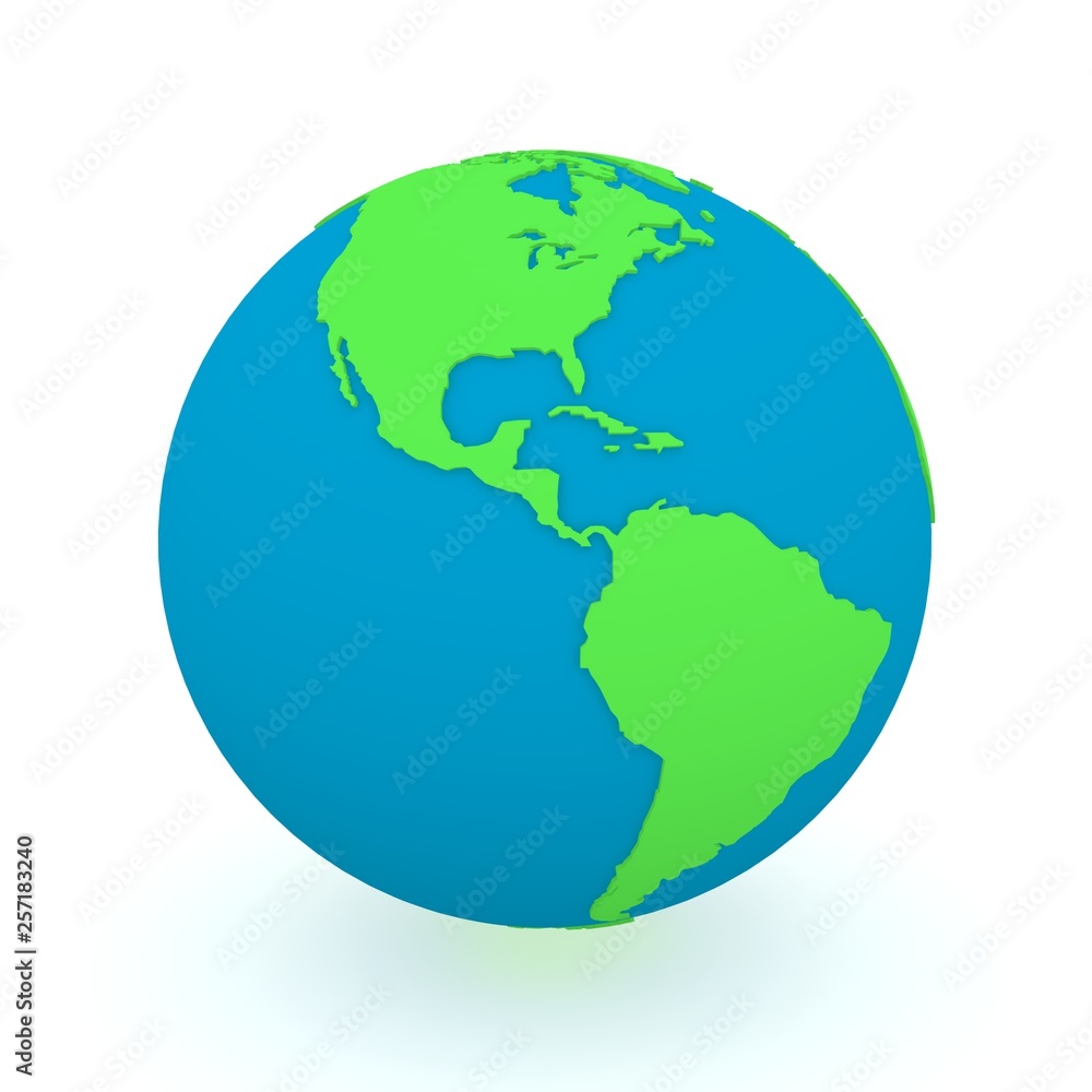 Planet Earth North and South America 3d model illustration