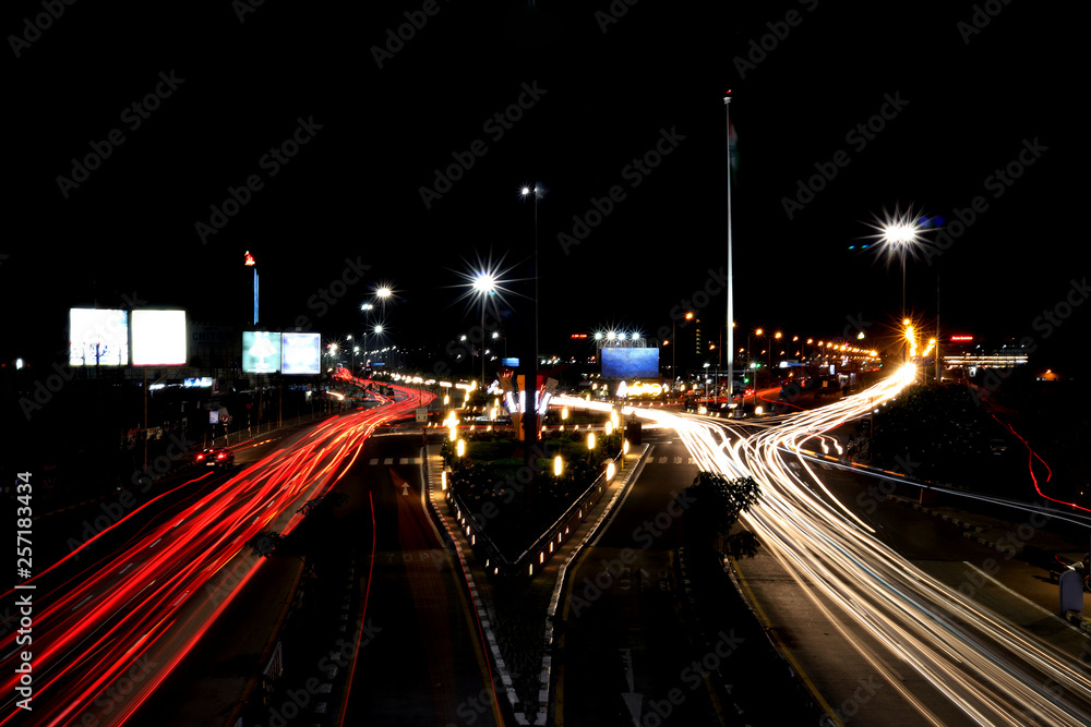 Lighttrail photo clicked at Surat, India in the night time