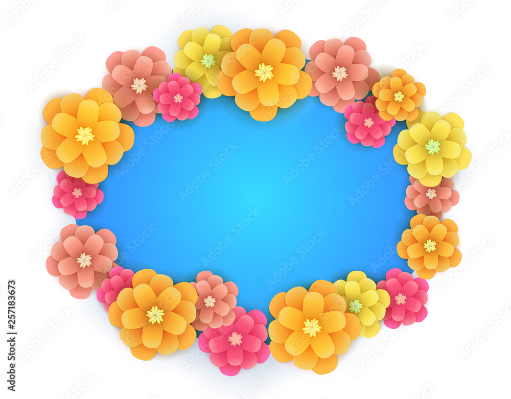 Fresh spring flowers background with frame. Fresh spring flowers background with frame.