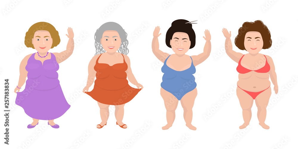 Set of beautiful smiling women with different dresses and hair. Set of beautiful smiling women with different dresses and hair.