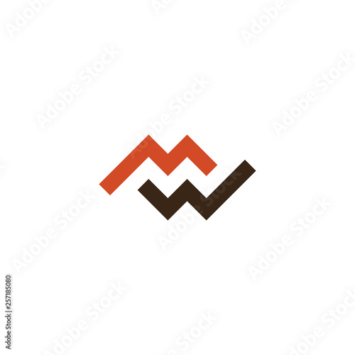 letter m and w logotype geometric mw logo element