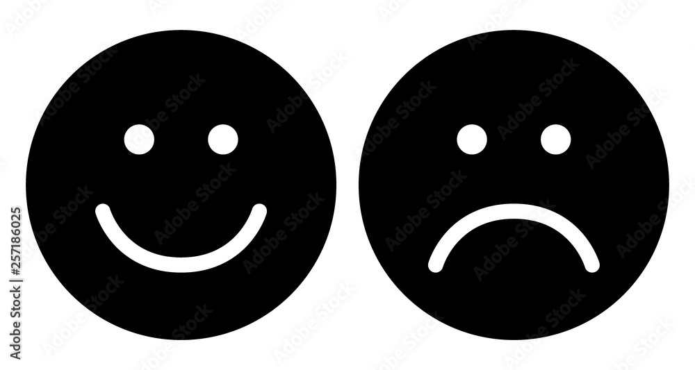 Fototapeta premium Happy and sad face icons.