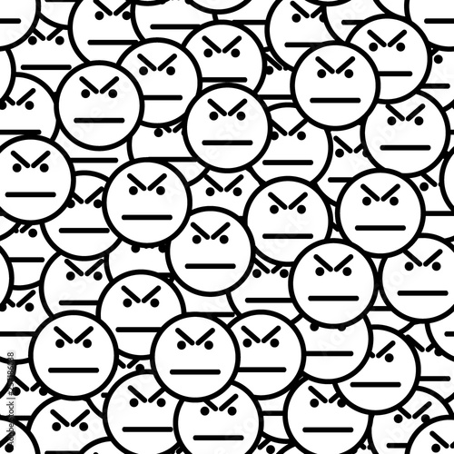 Angry faces seamless pattern