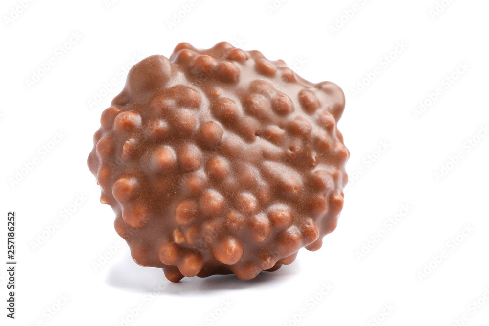 Chocolate cookie with caramel filling isolated on white background Chocolate cookie with caramel filling isolated on white background