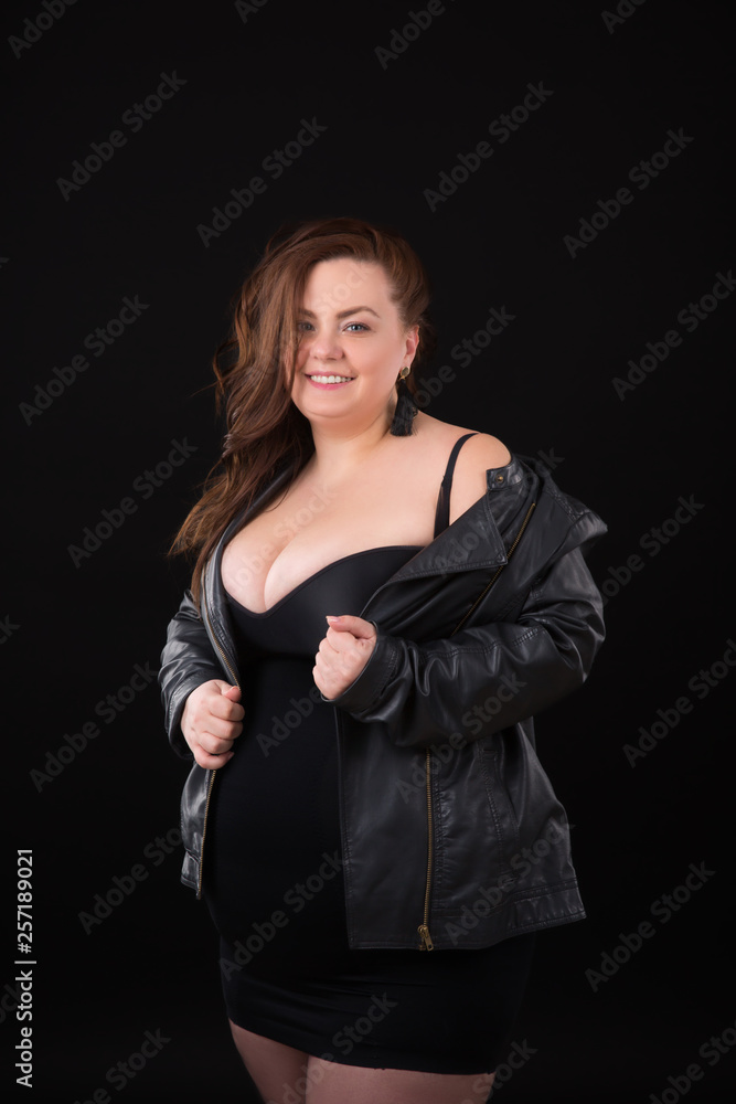 Leather Jacket n black background Stock 
