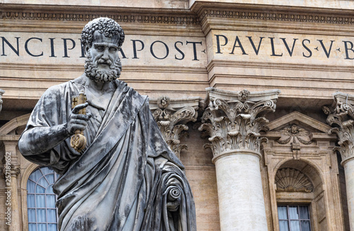 Statue of St Peter outside St Peter's basilica in Vatican City