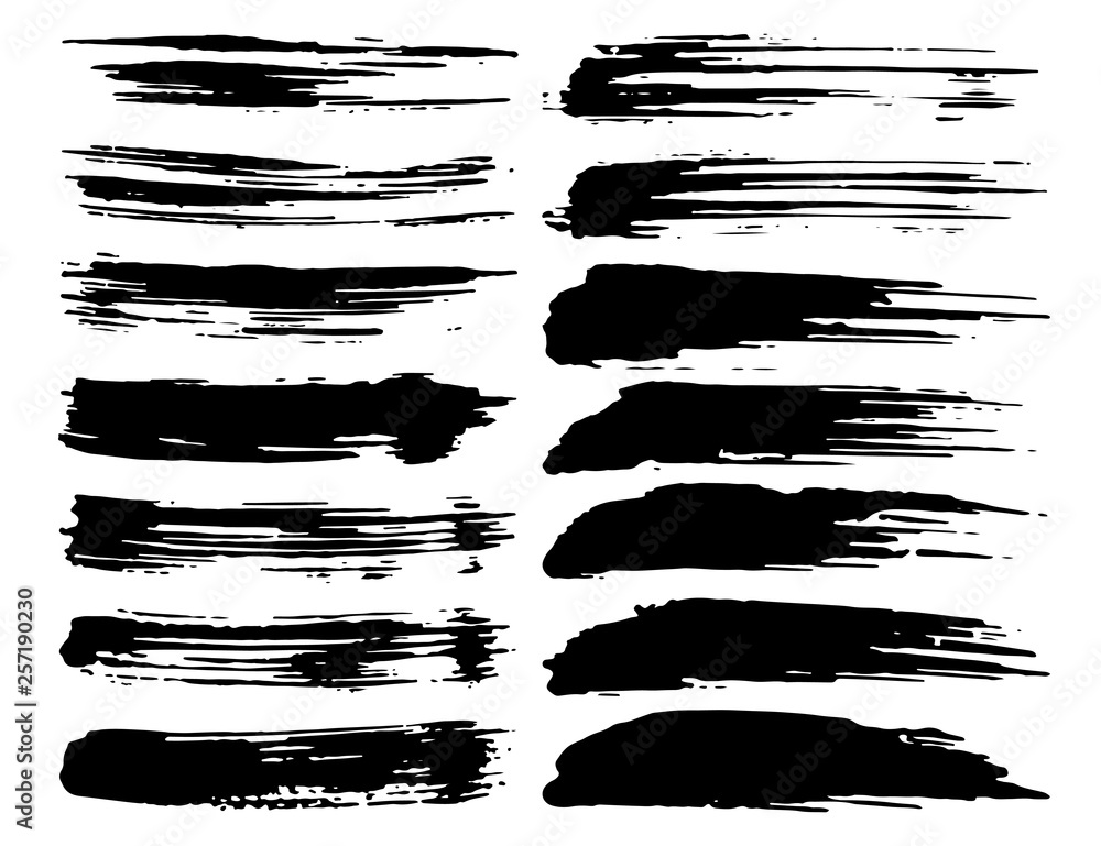 Set of brush strokes, Black ink grunge brush strokes. Vector illustration. Set of brush strokes, Black ink grunge brush strokes. Vector illustration.