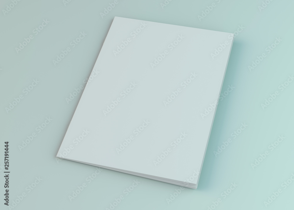 Blank brochure, magazine, booklet mockup isolated on white background. 3D Blank brochure, magazine, booklet mockup isolated on white background. 3D