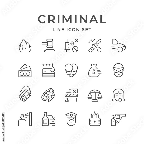 Set line icons of criminal