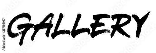 Gallery vector lettering. Handwritten text label. Freehand typography design