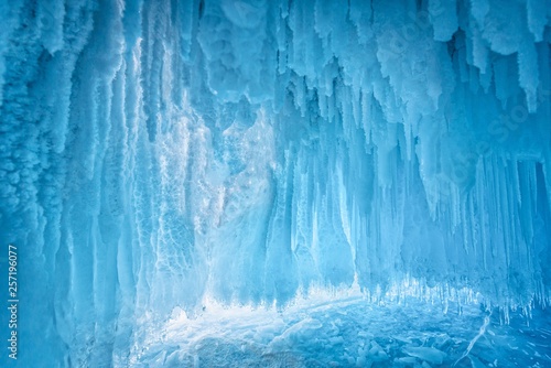 Inside the blue ice cave at Lake Baikal, Siberia, Eastern Russia. photo