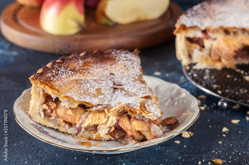 Homemade apple pie tart with cinnamon and sugar