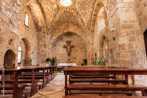 The interior of the St. John church in Akko  Israel  Middle East