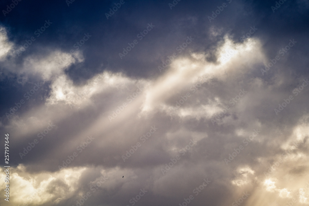 clouds with beam of light