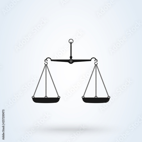 Vector scales Icon, isolated on white bacground. Scales of Justice