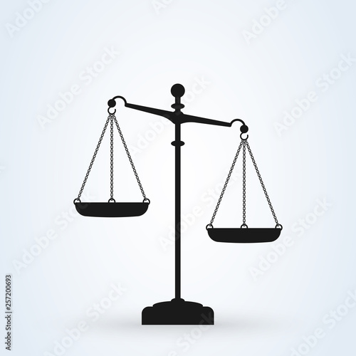 Vector scales Icon, isolated on white bacground. Scales of Justice