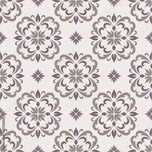 Abstract seamless pattern with floral swirls in neutral color