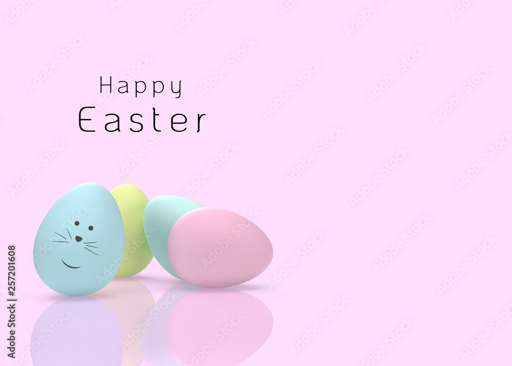 Set of easter eggs on pastel background