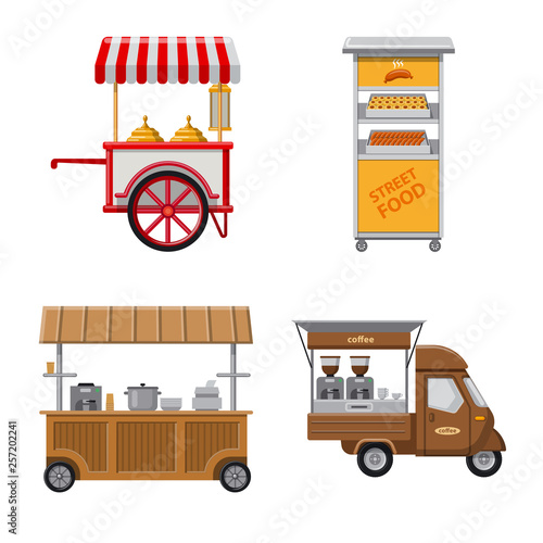 Vector illustration of market and exterior icon. Collection of market and food stock symbol for web.