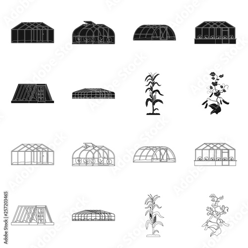 Vector illustration of greenhouse and plant logo. Collection of greenhouse and garden stock vector illustration.