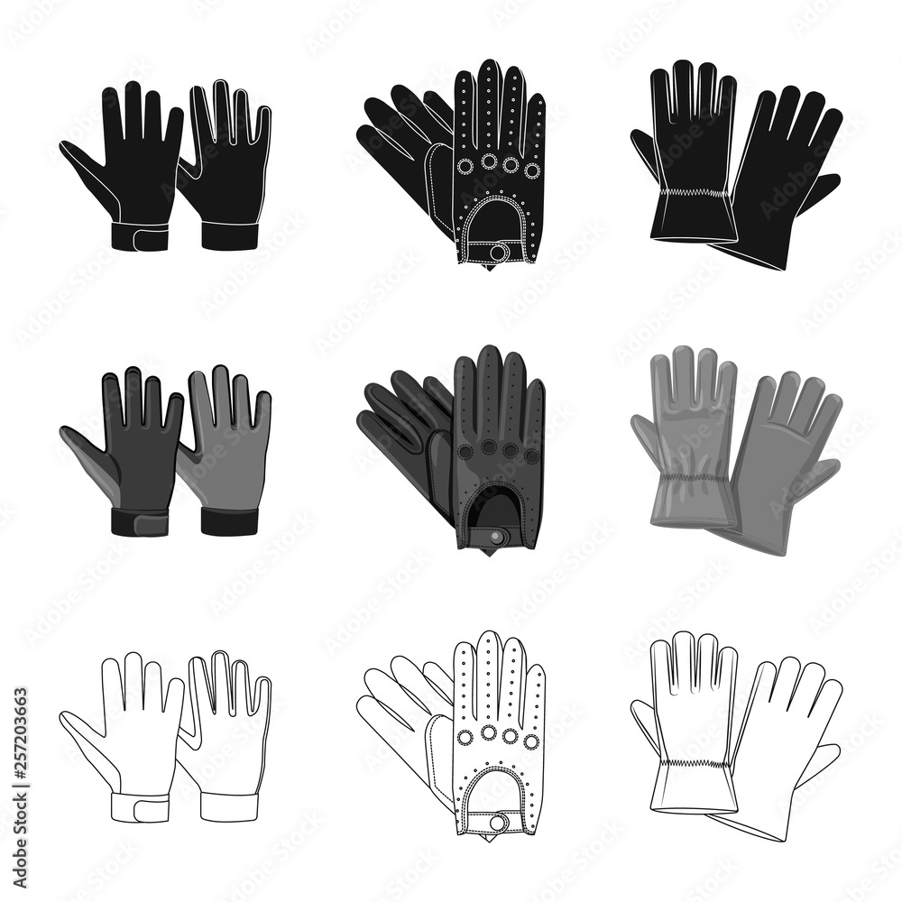 Obraz premium Vector illustration of glove and winter sign. Collection of glove and equipment vector icon for stock.