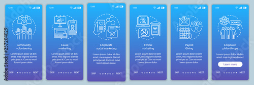 Corporate governance onboarding mobile app page screen vector template