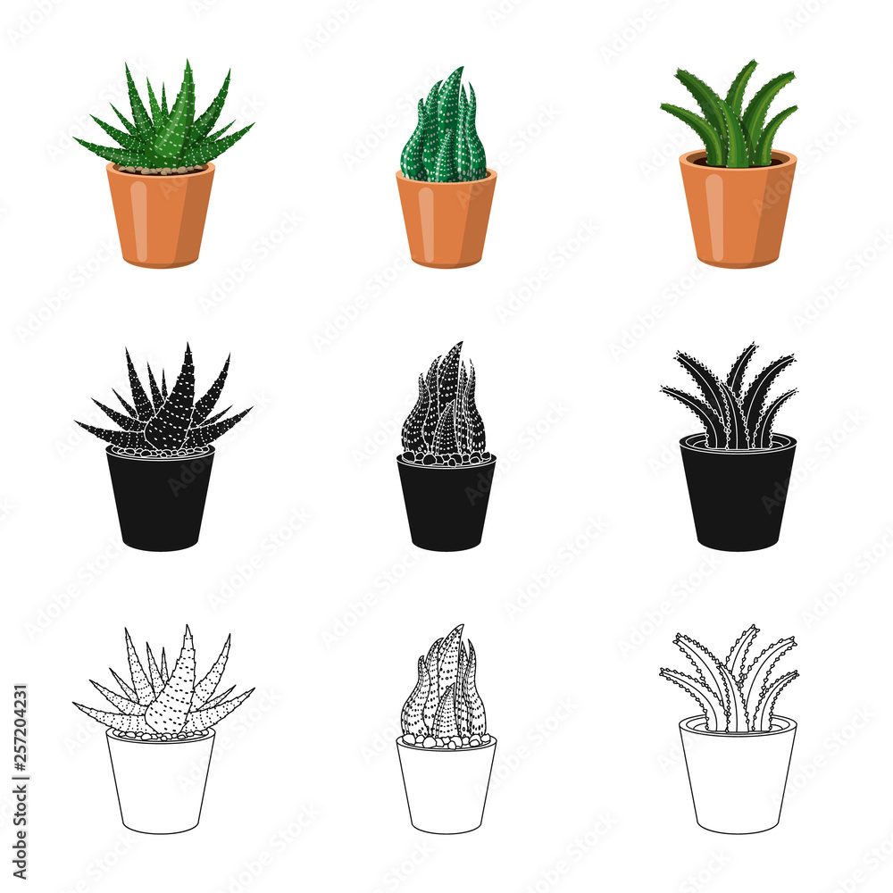Vector illustration of cactus and pot logo. Set of cactus and cacti stock symbol for web. Vector illustration of cactus and pot logo. Set of cactus and cacti stock symbol for web.