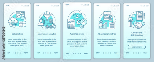 SMM courses onboarding mobile app page screen vector template