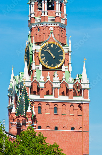 Kremlin chiming clock on the Spasskaya Tower. Moscow. Russia photo