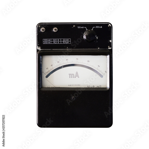 vintage ammeter isolated photo