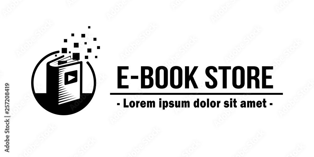 E-Book Store logo. Book Shop vector emblem.  E-books vector and illustration.