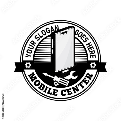 Mobile center logo. Mobile fix and repair. Vector and illustration.