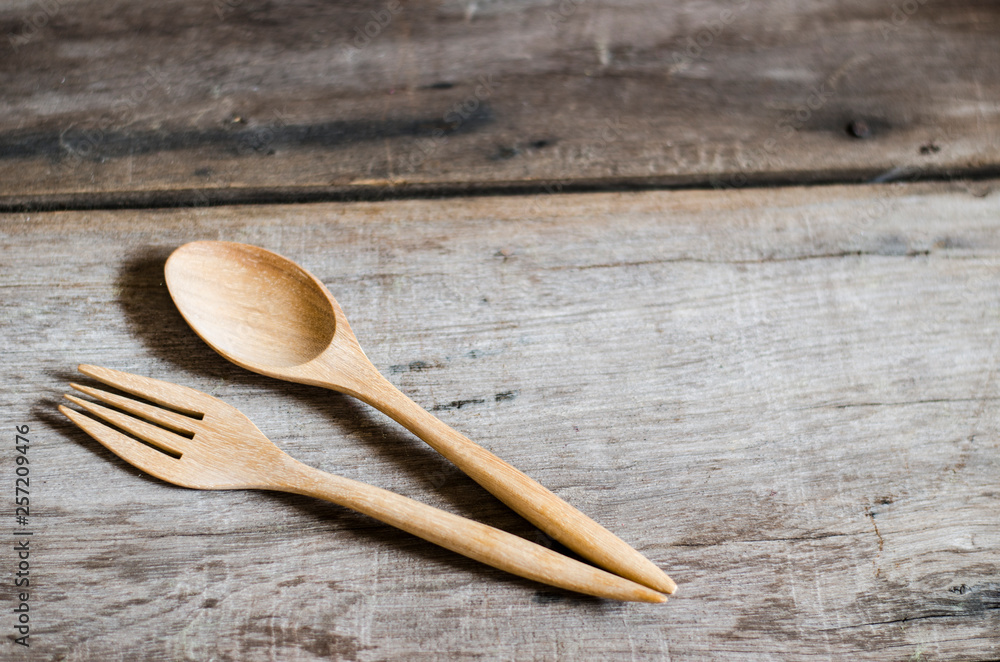 wood spoon and fork on old background kitchen wood spoon and fork on old background kitchen