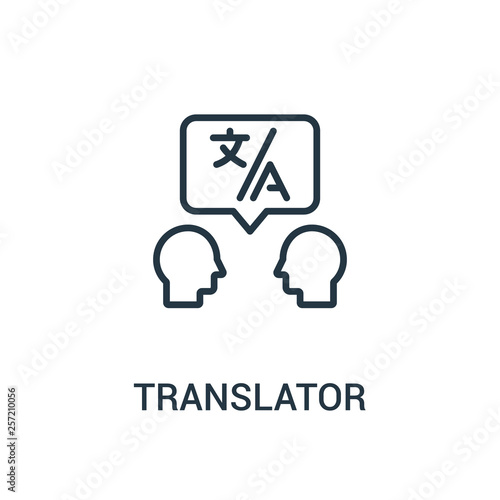 translator icon vector from translator collection. Thin line translator outline icon vector illustration. Linear symbol for use on web and mobile apps, logo, print media.