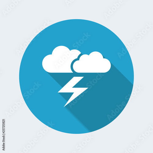 Clouds and lightning. Flat, clean, minimal and isolated vector illustration with minimal and modern design.