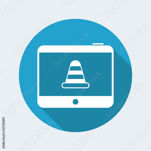 Alert icon on tablet. Flat, clean, minimal and isolated vector illustration with minimal and modern design.