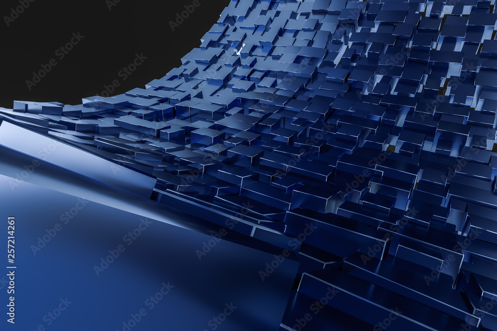 Obraz premium 3d rendering, cube bricks abstract background, dark background
