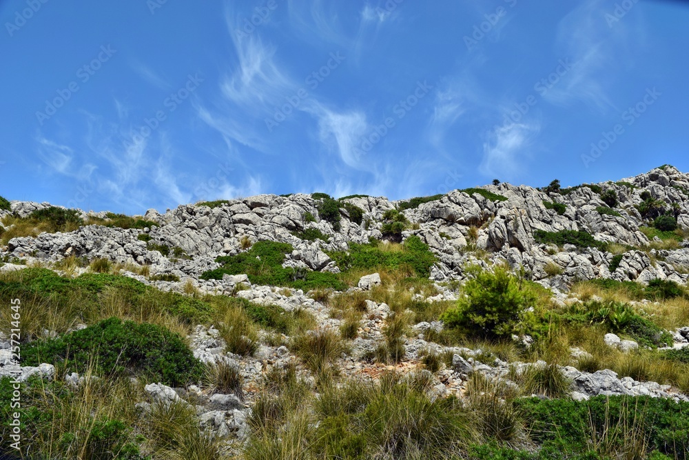 View of the hills and mountains on the way to the Formentor Lighthouse