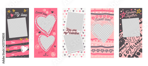 Instagram Story Colorful Template Mobile App Page Onboard Screen Set